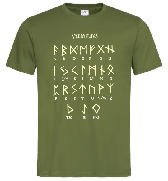 Чоловіча футболка Viking runes Оливковий фото