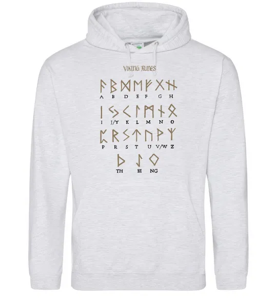 Жіноча толстовка (худі) Viking runes Сірий меланж фото