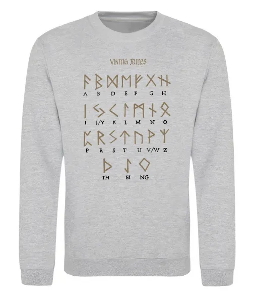 Світшот Viking runes Сірий меланж фото