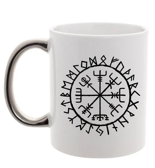 Чашка с цветной ручкой Вегвізир Серебро фото