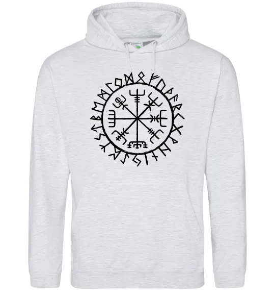 Мужская толстовка (худи) Вегвізир Серый меланж фото