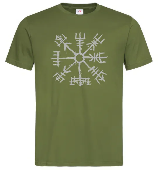 Чоловіча футболка Компас вікінгів Оливковий фото
