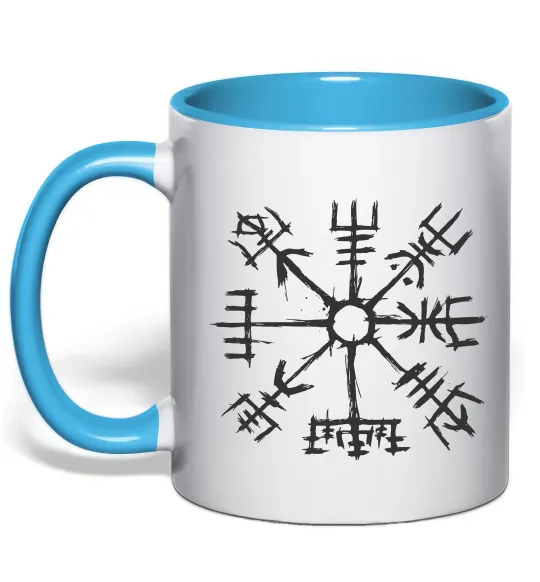 Чашка з кольоровою ручкою Компас вікінгів Блакитний фото