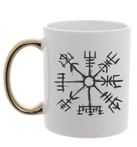 Чашка з кольоровою ручкою Компас вікінгів Золото фото