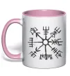 Чашка з кольоровою ручкою Компас вікінгів Ніжно рожевий фото
