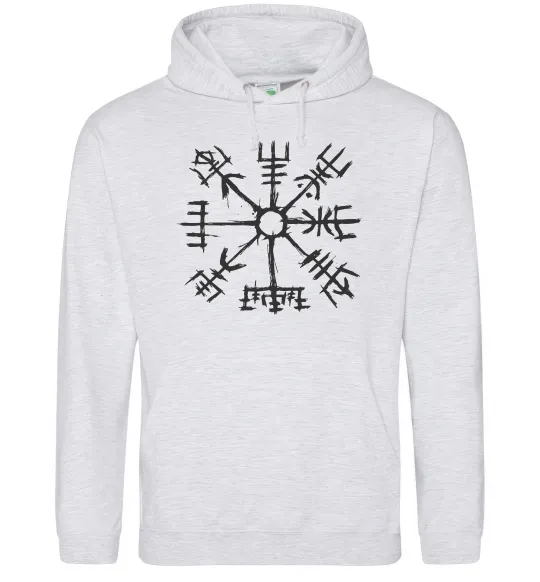 Чоловіча толстовка (худі) Компас вікінгів Сірий меланж фото
