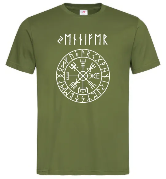 Чоловіча футболка Ваше ім’я в рунічному стилі Оливковий фото