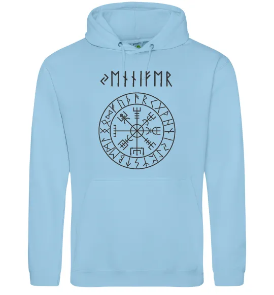 Чоловіча толстовка (худі) Ваше ім’я в рунічному стилі Блакитний фото