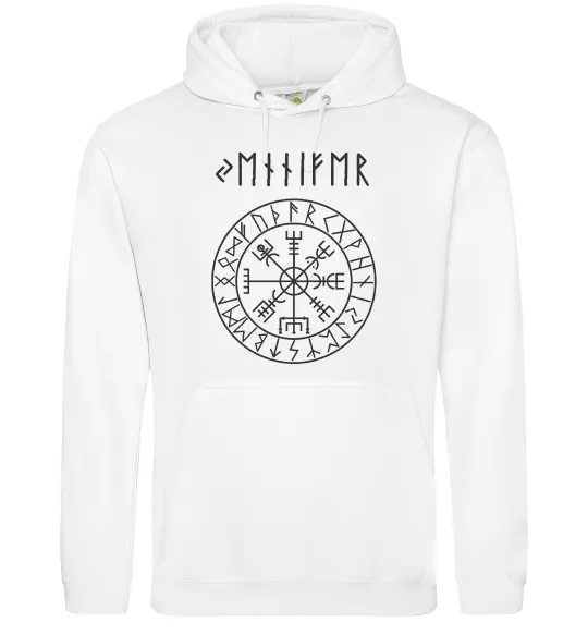 Жіноча толстовка (худі) Ваше ім’я в рунічному стилі Білий фото