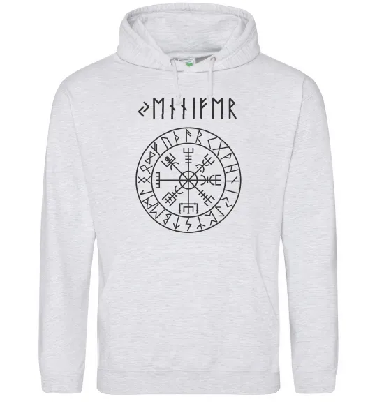 Жіноча толстовка (худі) Ваше ім’я в рунічному стилі Сірий меланж фото