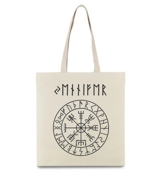 Еко-сумка Ваше ім’я в рунічному стилі Бежевий фото