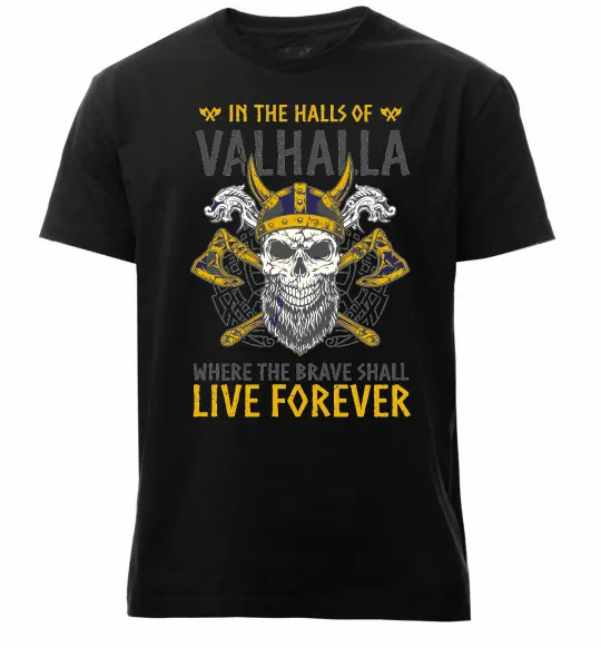 Мужская премиум футболка Valhalla skull Черный фото
