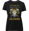 Женская премиум футболка Valhalla skull Черный фото