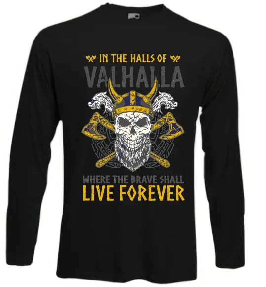 Лонгслів Valhalla skull Чорний фото