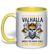 Чашка с цветной ручкой Valhalla skull Лимонный фото