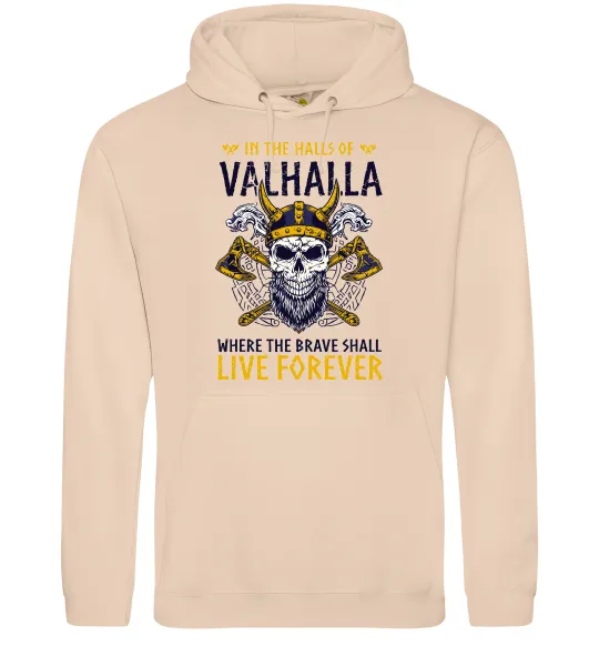 Мужская толстовка (худи) Valhalla skull Песочный фото