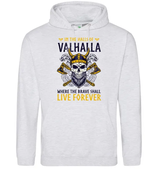 Женская толстовка (худи) Valhalla skull Серый меланж фото
