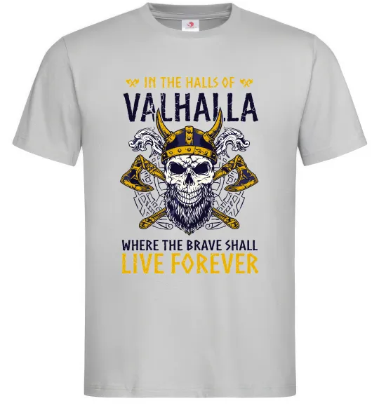 Чоловіча футболка Valhalla skull Сірий фото