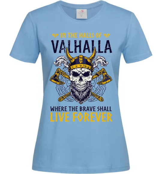 Женская футболка Valhalla skull Голубой фото