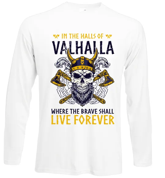 Лонгслів Valhalla skull Білий фото
