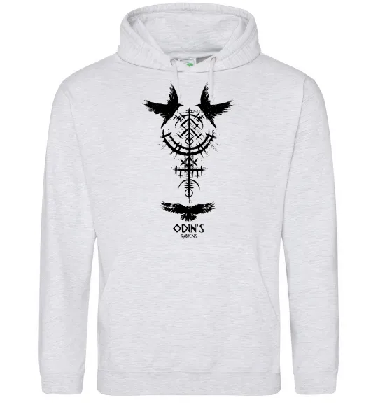 Мужская толстовка (худи) Odin`s raven Серый меланж фото
