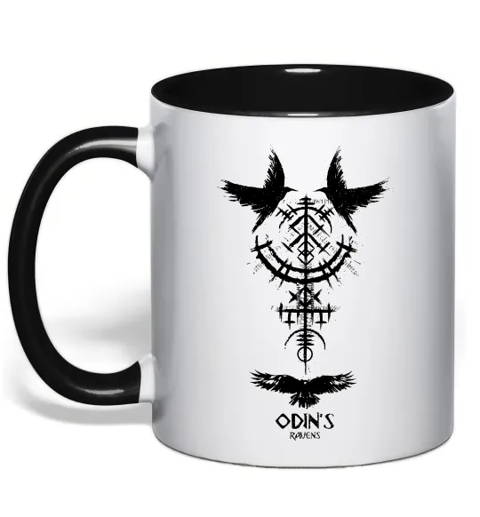 Чашка з кольоровою ручкою Odin`s raven Чорний фото