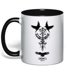 Чашка с цветной ручкой Odin`s raven