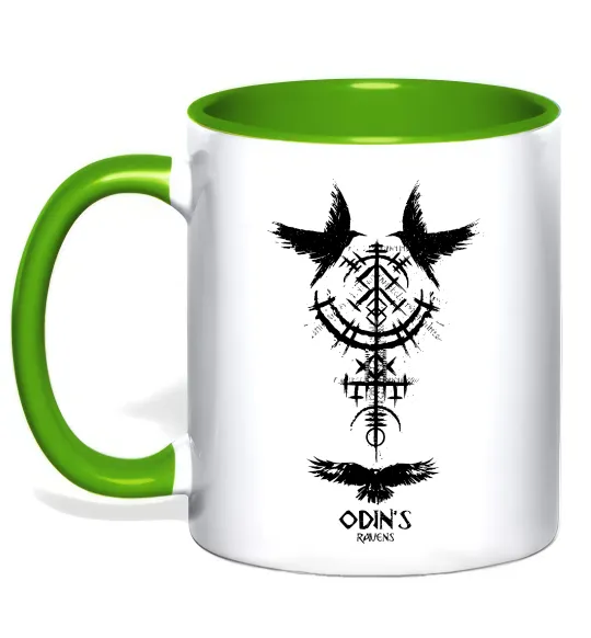 Чашка з кольоровою ручкою Odin`s raven Лаймовий фото