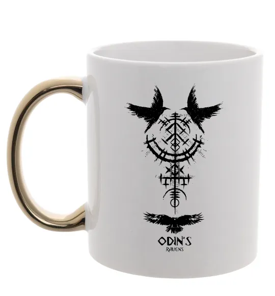 Чашка з кольоровою ручкою Odin`s raven Золото фото