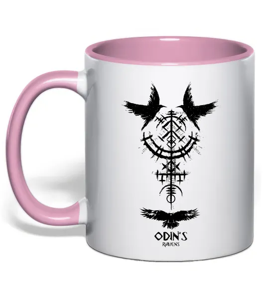 Чашка з кольоровою ручкою Odin`s raven Ніжно рожевий фото