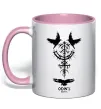 Чашка з кольоровою ручкою Odin`s raven Ніжно рожевий фото