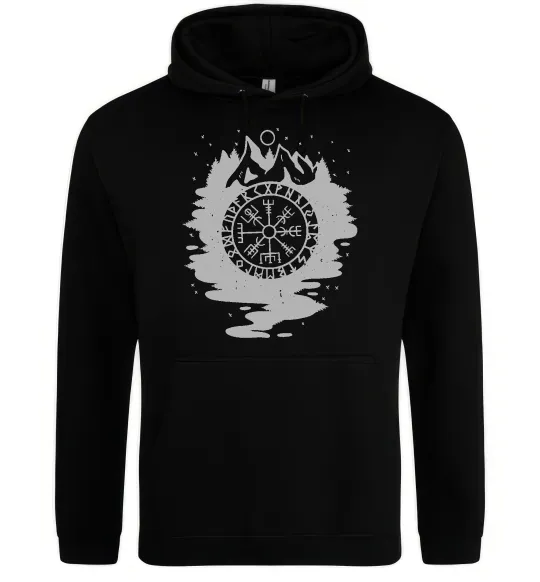 Чоловіча толстовка (худі) Вегвізир в зображенні гір Чорний фото