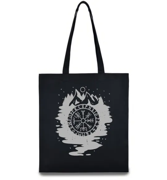 Эко-сумка Вегвізир в зображенні гір Черный фото