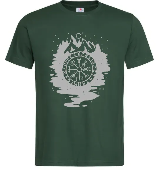 Мужская футболка Вегвізир в зображенні гір Темно-зеленый фото