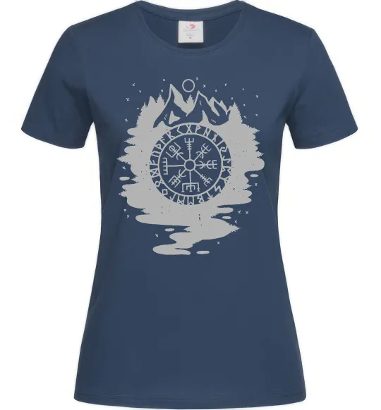 Женская футболка Вегвізир в зображенні гір Темно-синий фото