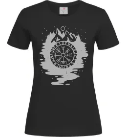 Женская футболка Вегвізир в зображенні гір Черный фото