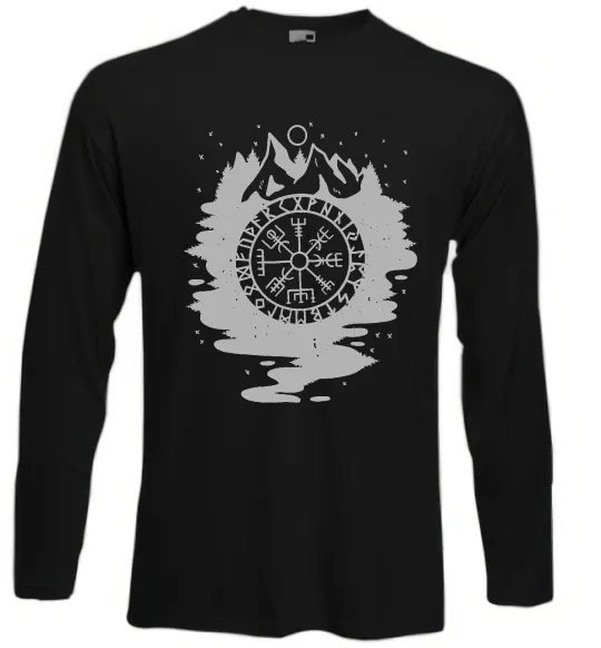 Лонгслив Вегвізир в зображенні гір Черный фото