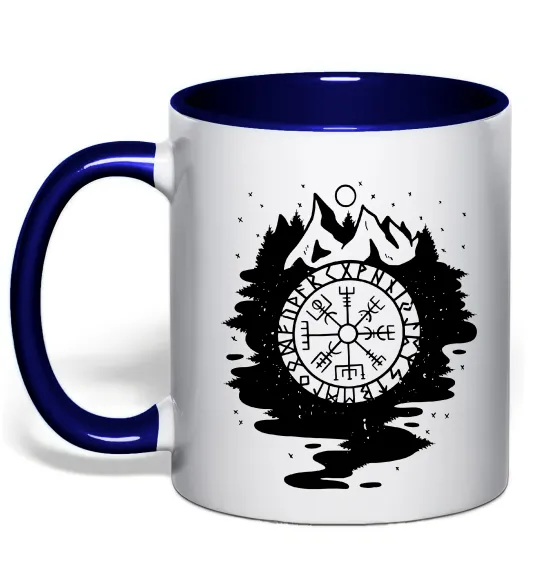 Чашка с цветной ручкой Вегвізир в зображенні гір Глубокий темно-синий фото