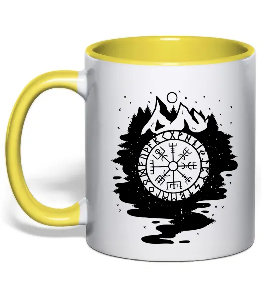 Чашка с цветной ручкой Вегвізир в зображенні гір Лимонный фото