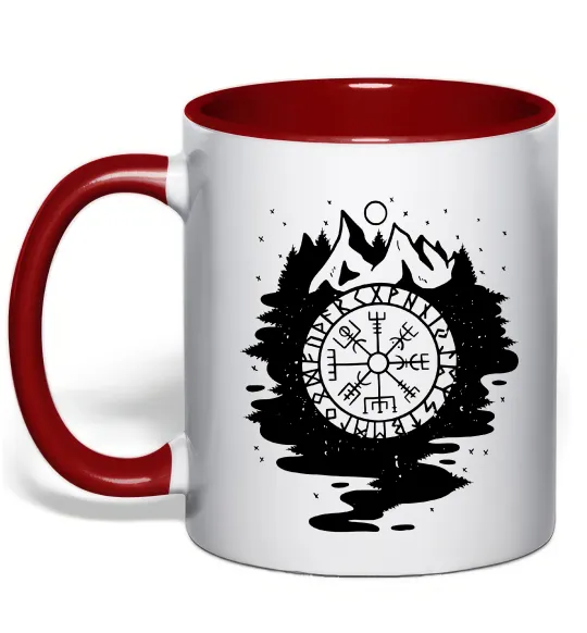 Чашка с цветной ручкой Вегвізир в зображенні гір Красный фото