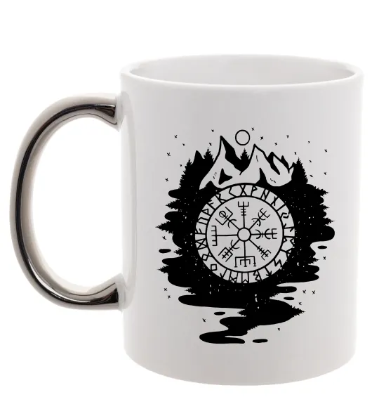 Чашка с цветной ручкой Вегвізир в зображенні гір Серебро фото