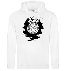 Мужская толстовка (худи) Вегвізир в зображенні гір Белый фото