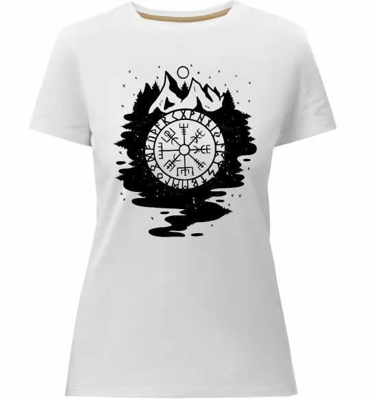 Женская премиум футболка Вегвізир в зображенні гір Белый фото