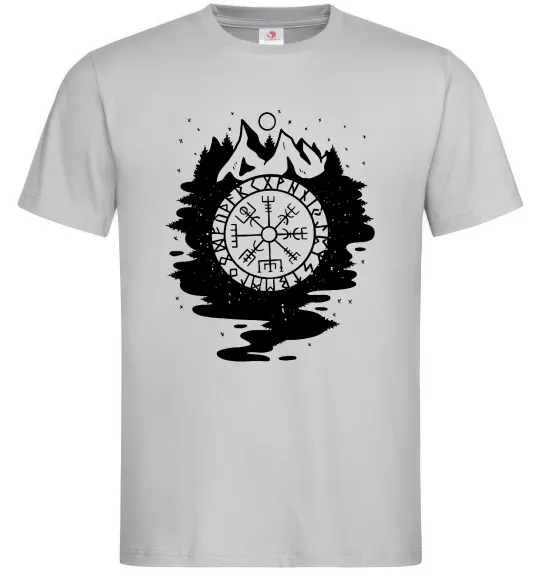 Мужская футболка Вегвізир в зображенні гір Серый фото