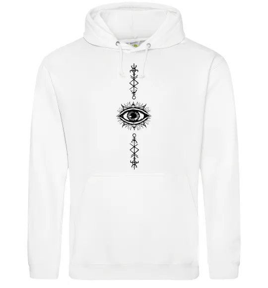 Мужская толстовка (худи) Cyber Sigil Eye Белый фото