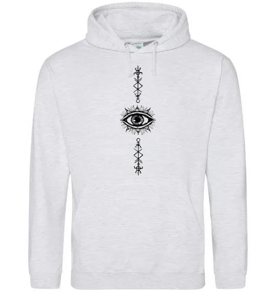 Мужская толстовка (худи) Cyber Sigil Eye Серый меланж фото