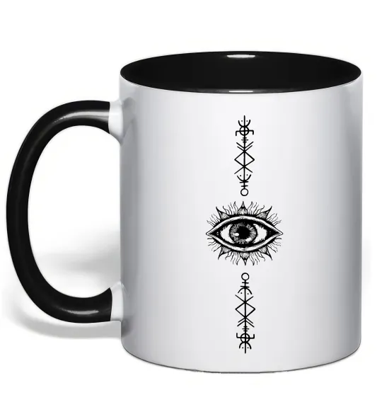 Чашка з кольоровою ручкою Cyber Sigil Eye Чорний фото
