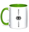 Чашка з кольоровою ручкою Cyber Sigil Eye Лаймовий фото