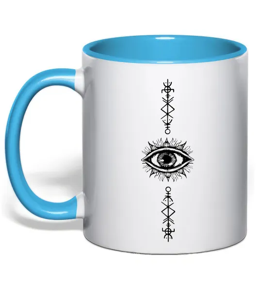 Чашка з кольоровою ручкою Cyber Sigil Eye Блакитний фото