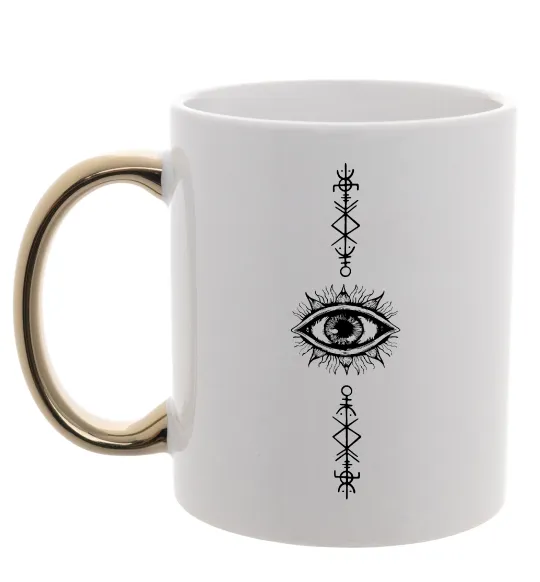 Чашка з кольоровою ручкою Cyber Sigil Eye Золото фото